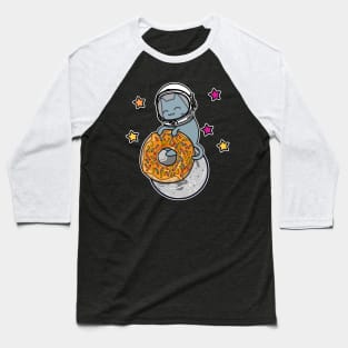 cartoon cat astronaut in space with donut Baseball T-Shirt